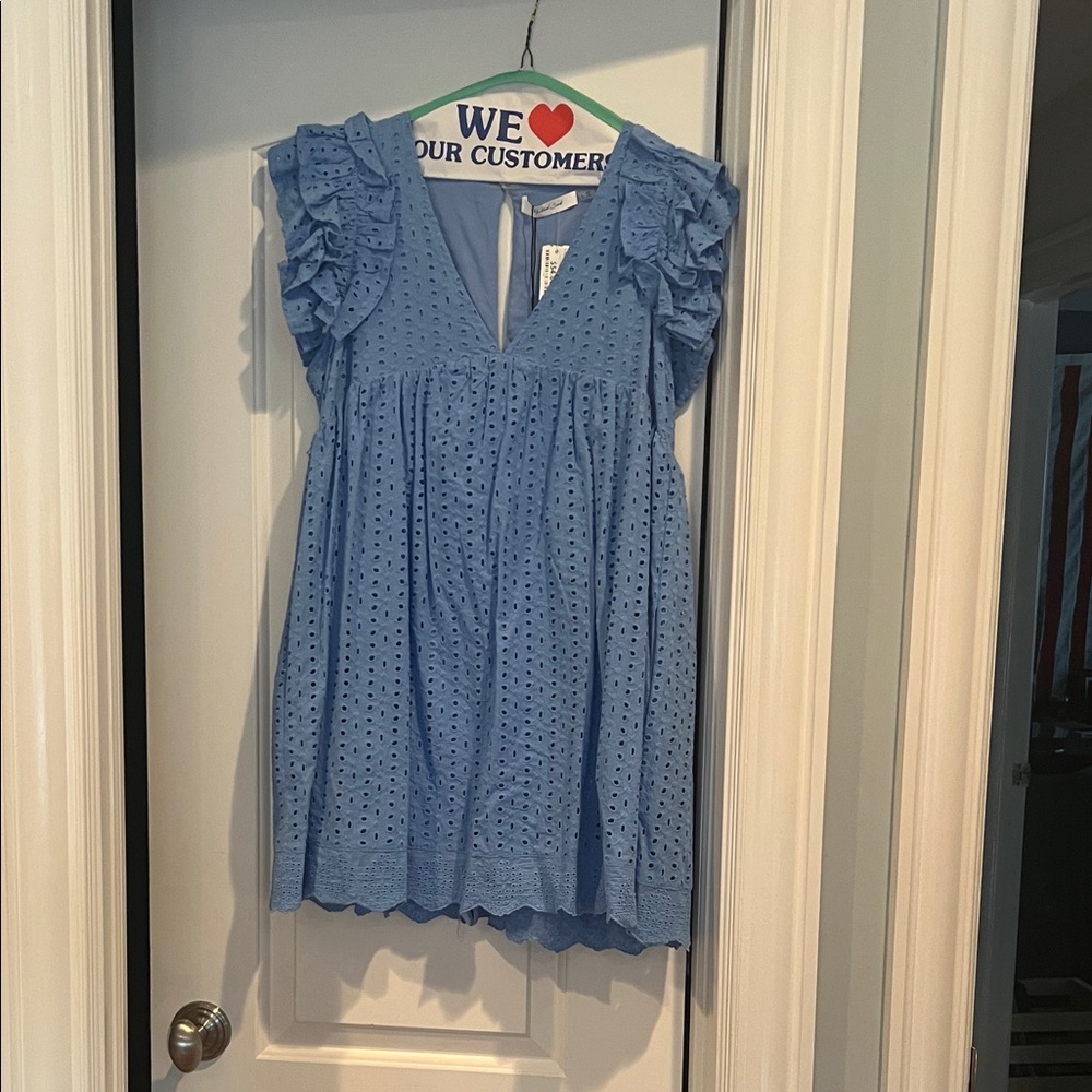 Mustard Seed Sky Blue Eyelet Blouse